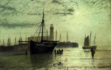 The Lighthouse At Scarborough city scenes John Atkinson Grimshaw Oil Paintings